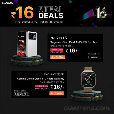 Lava, 30 Mart'ta Agni 3 ve Prowatch V1'i 1 doların altında sunarak 16. yıl dönümünü kutlayacak. - Tekno Muaz