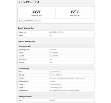 Sony Xperia 1 VII, işlemci, RAM miktarı ve Android sürümünü doğrulayan Geekbench testinden geçiyor - Tekno Muaz