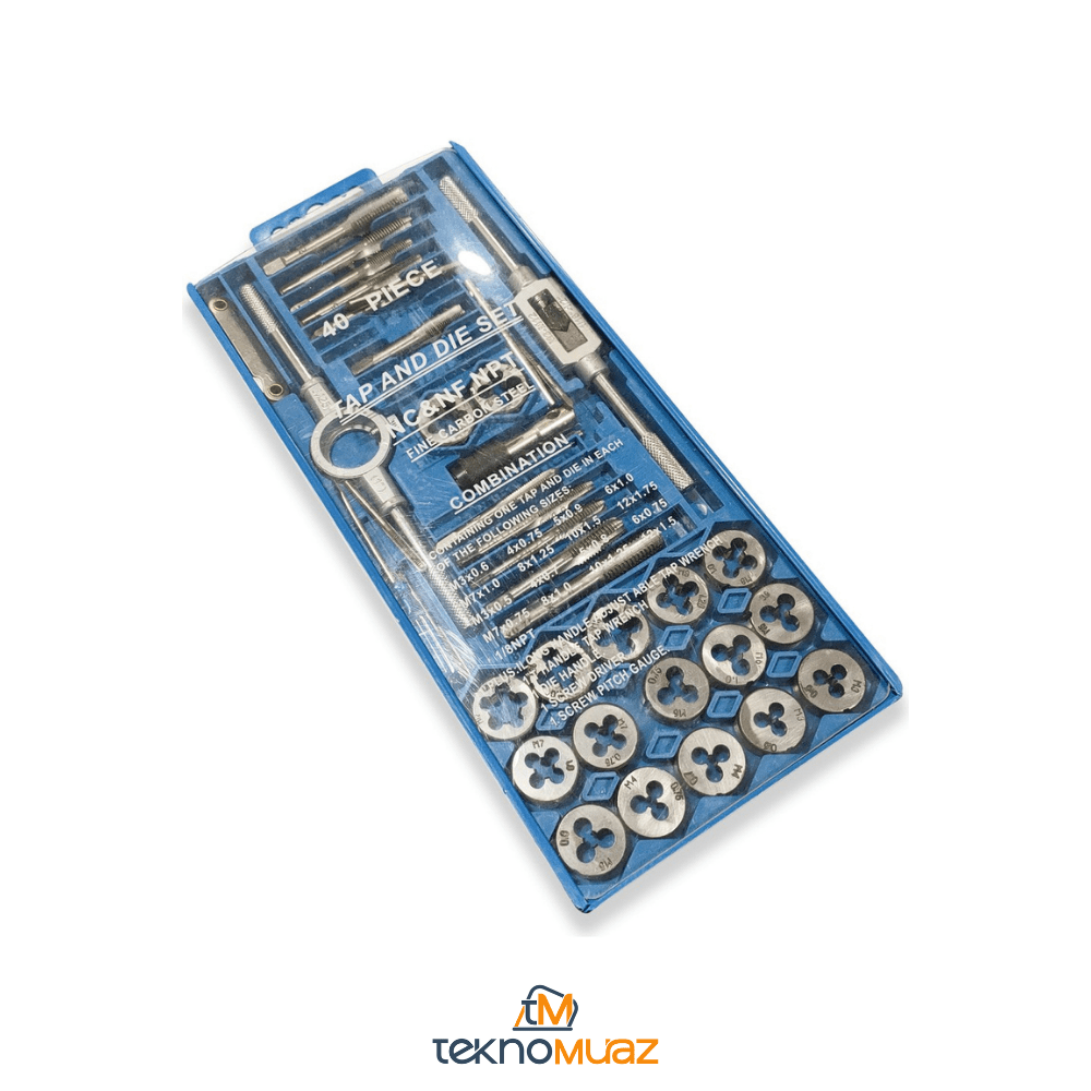 40 Parça Pafta ve Kılavuz Seti – Diş Açma ve Onarım Takımı (Plastik Kutulu) | Hırdavat | TeknoMuaz