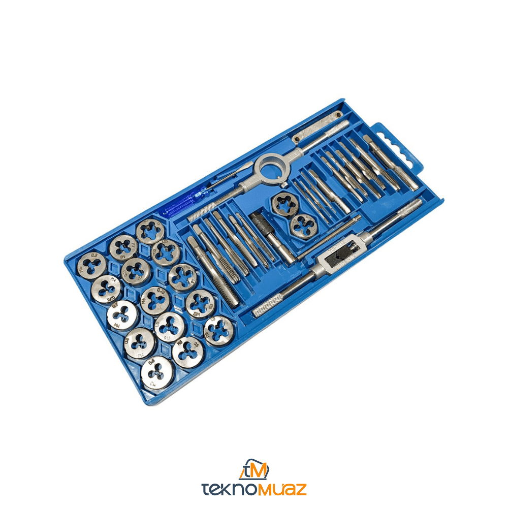 40 Parça Pafta ve Kılavuz Seti – Diş Açma ve Onarım Takımı (Plastik Kutulu) | Hırdavat | TeknoMuaz