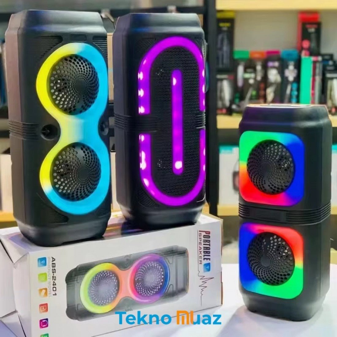ABS - 2403 RGB Işıklı Taşınabilir bluetooth Hoparlör | | TeknoMuaz