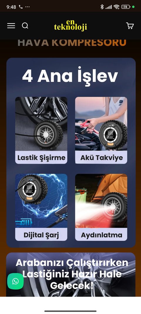 Akü Takviyeli Hava Kompresörü HXJS - 003 50 değerlendirme ürünü - Hoparlör kategorisi | Tekno Muaz