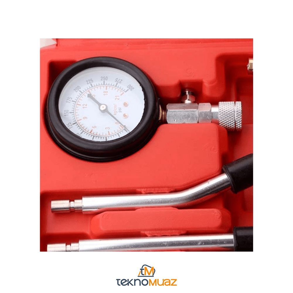 Çok Fonksiyonlu Silindir Kompresyon Test Kiti – 0 - 300 PSI Çift Ölçekli Basınç Göstergesi | Hırdavat | TeknoMuaz