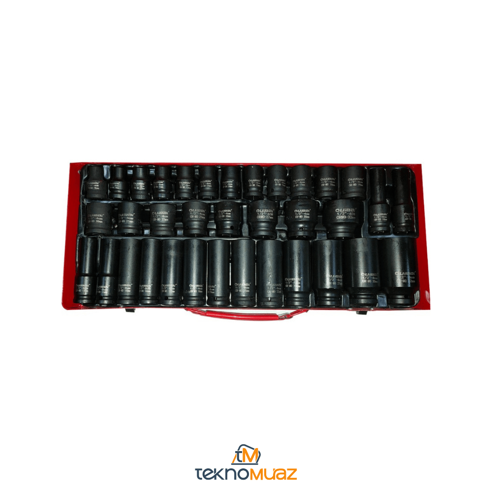 Dorf 1/2” 35 Parça Havalı Lokma Takımı – Kısa & Uzun Lokmalar | Metal Kutulu | Hırdavat | TeknoMuaz