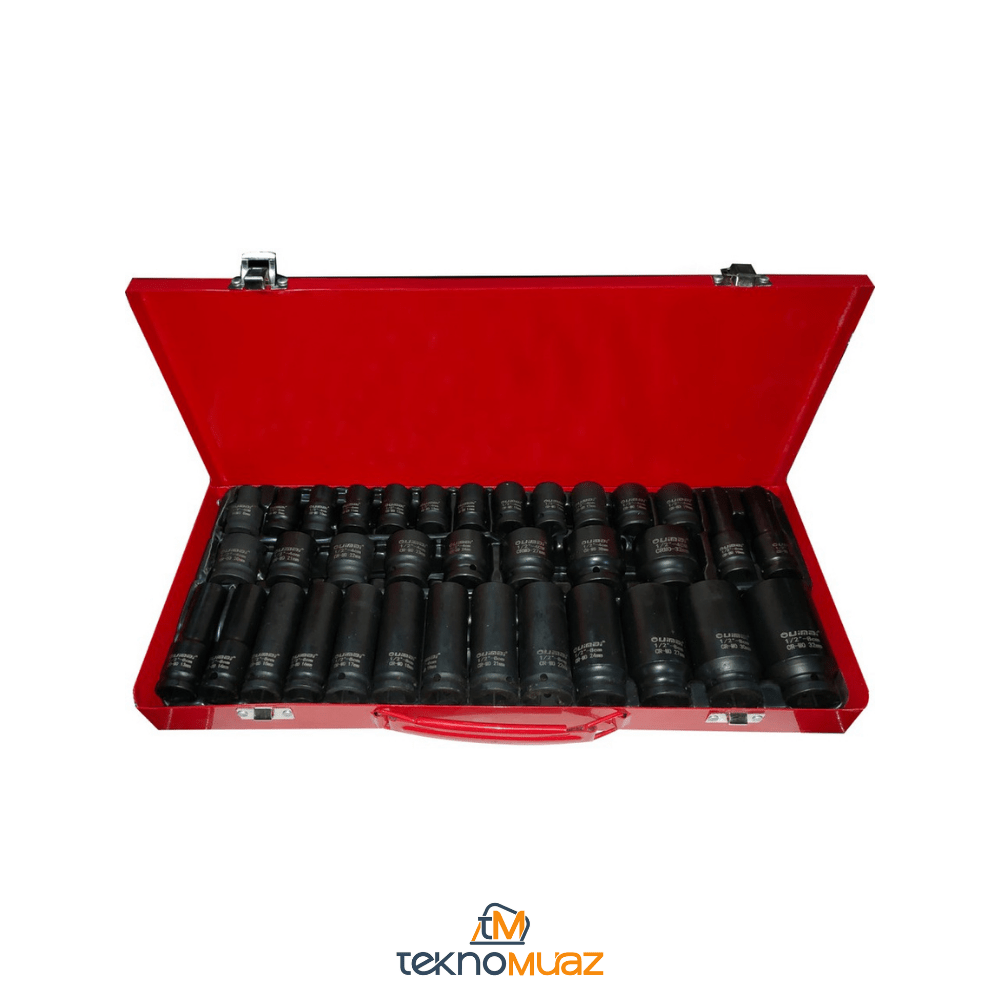 Dorf 1/2” 35 Parça Havalı Lokma Takımı – Kısa & Uzun Lokmalar | Metal Kutulu | Hırdavat | TeknoMuaz