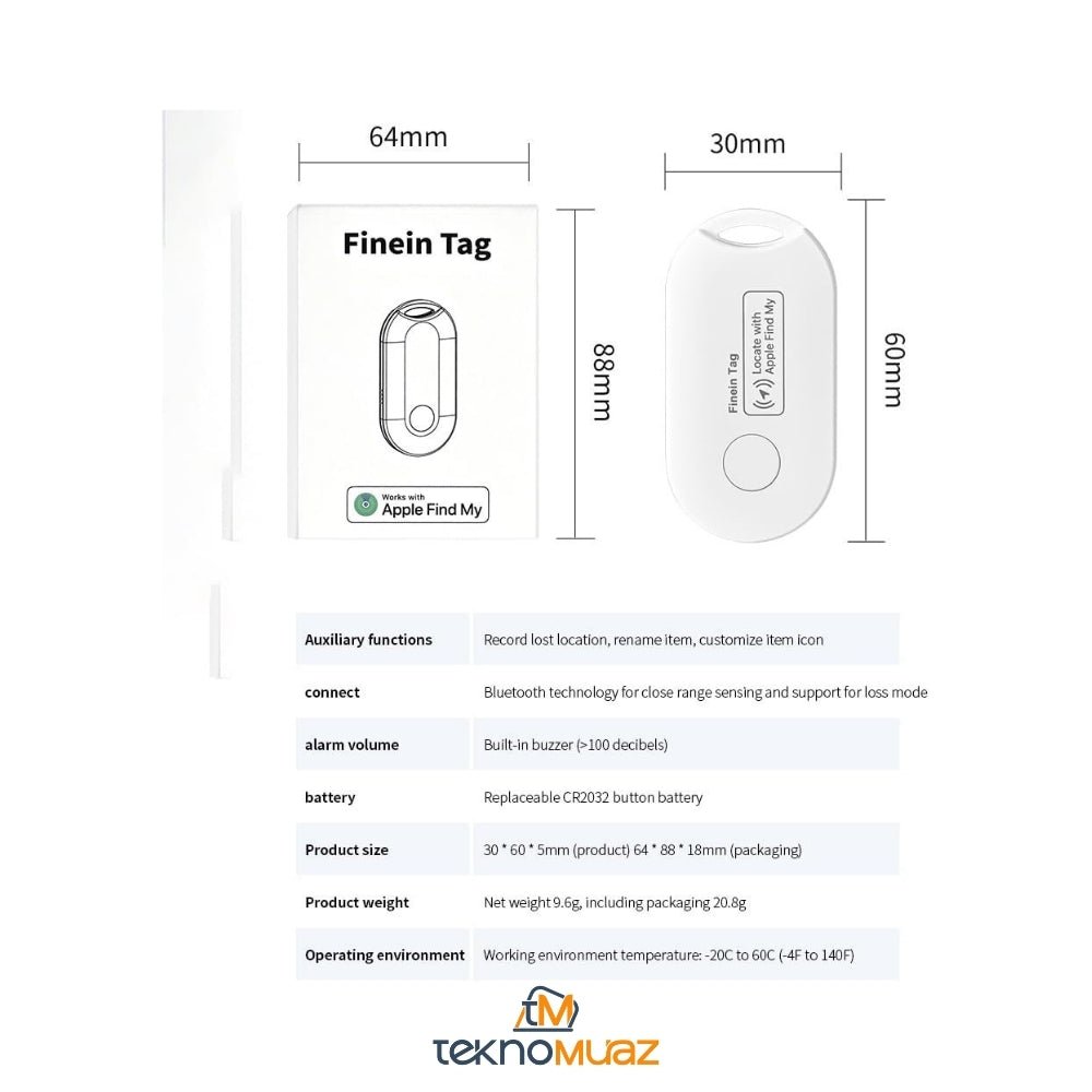 Finein Tag Akıllı Takip Cihazı - ( Anahtarlar, Cüzdanlar, Bavullar, Arabalar ve Evcil Hayvanlar için) İphone İle Uyumlu ürünü - Aksesuar kategorisi | Tekno Muaz