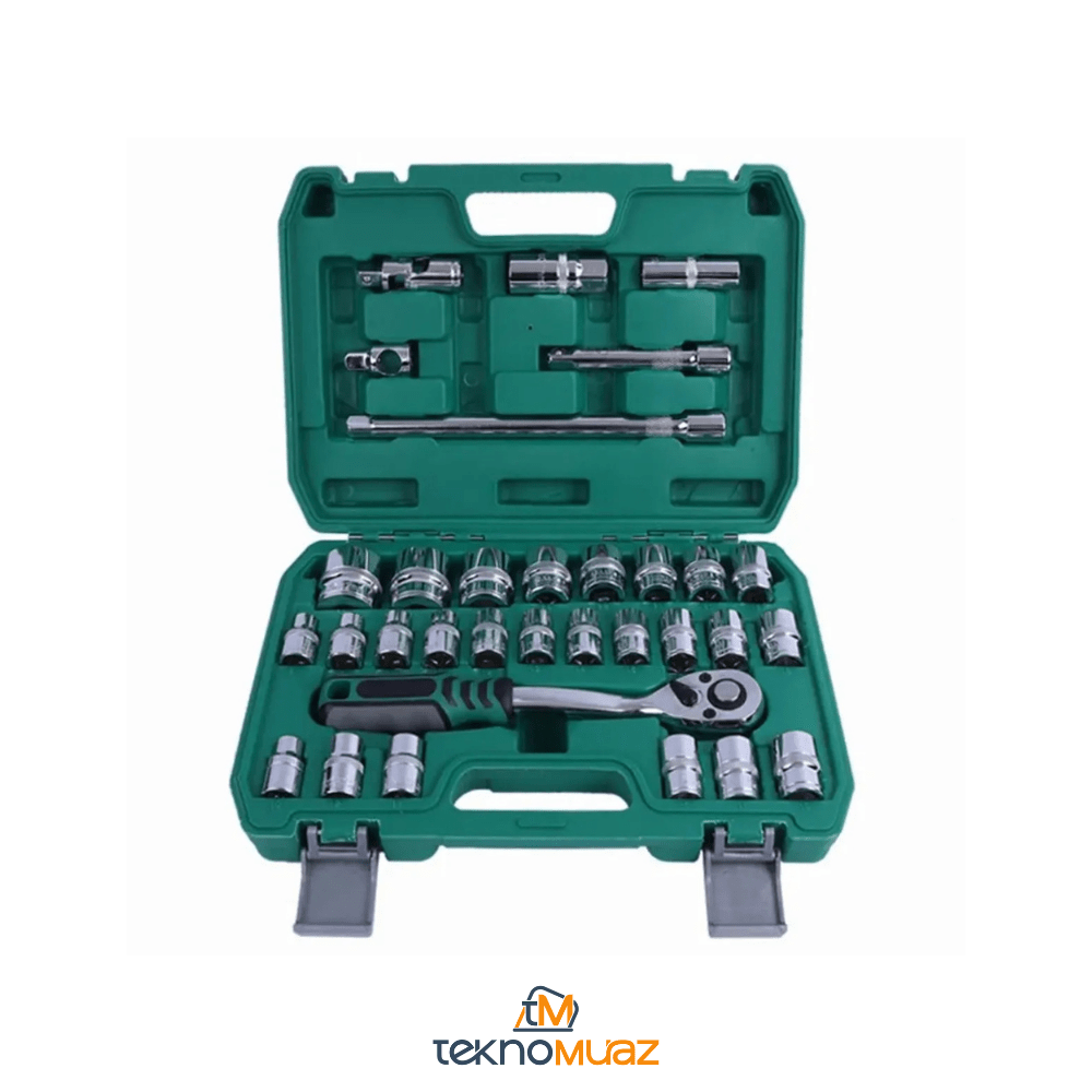 Germany 72 Diş Eğik Cırcır – 32 Parça 1/2 Lokma Takımı | CR - V Çelik Oto Tamir Seti | Hırdavat | TeknoMuaz