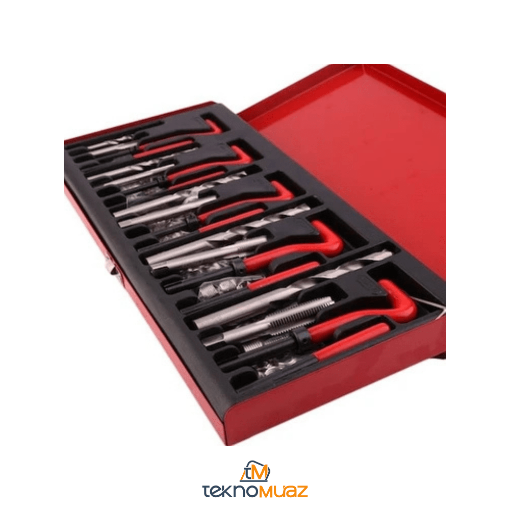 Helicoil Vida Diş Tamir Seti – 131 Parça M5 - M12 Arası Diş Onarım Kiti (Profesyonel Metal Kutu) | Hırdavat | TeknoMuaz