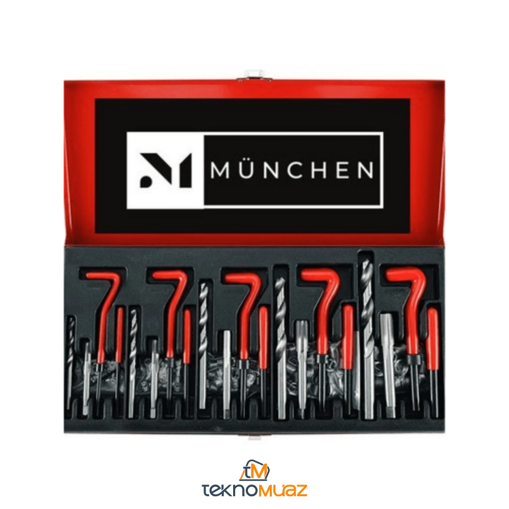 Helicoil Vida Diş Tamir Seti – 131 Parça M5 - M12 Arası Diş Onarım Kiti (Profesyonel Metal Kutu) | Hırdavat | TeknoMuaz