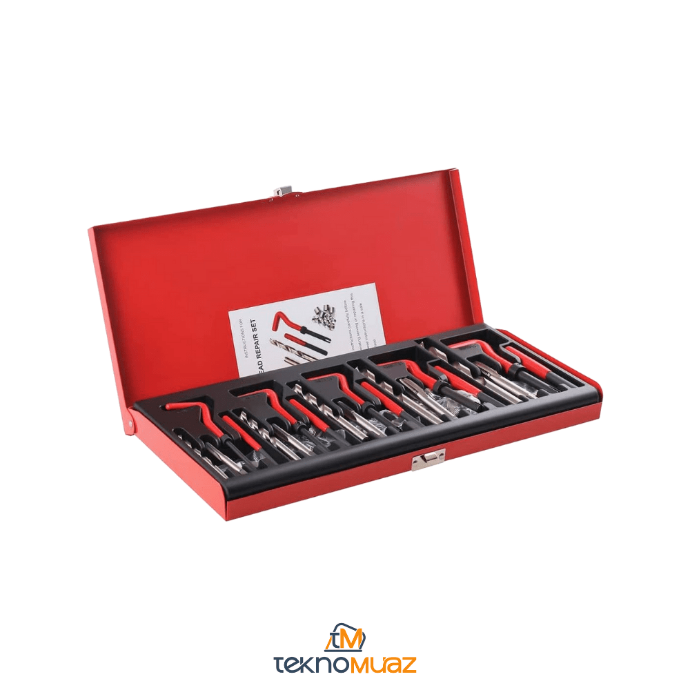 Helicoil Vida Diş Tamir Seti – 131 Parça M5 - M12 Arası Diş Onarım Kiti (Profesyonel Metal Kutu) | Hırdavat | TeknoMuaz