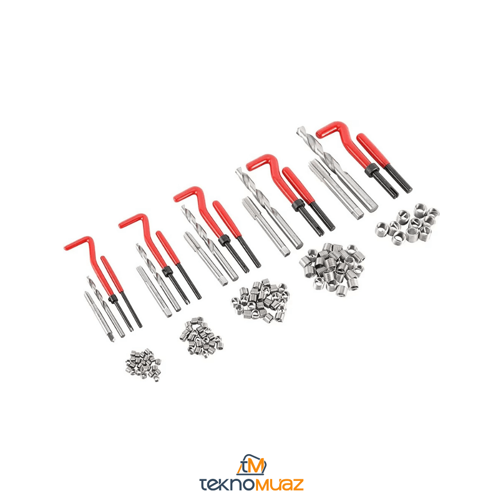 Helicoil Vida Diş Tamir Seti – 131 Parça M5 - M12 Arası Diş Onarım Kiti (Profesyonel Metal Kutu) | Hırdavat | TeknoMuaz