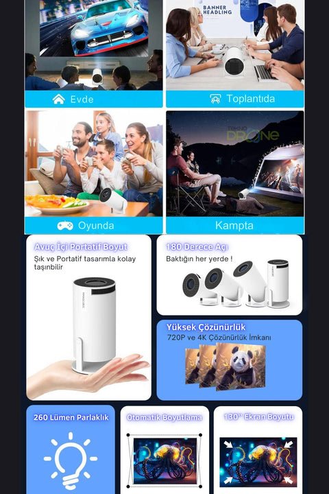 HY300 Bataryalı Android Projeksiyon ürünü - Drone kategorisi | Tekno Muaz