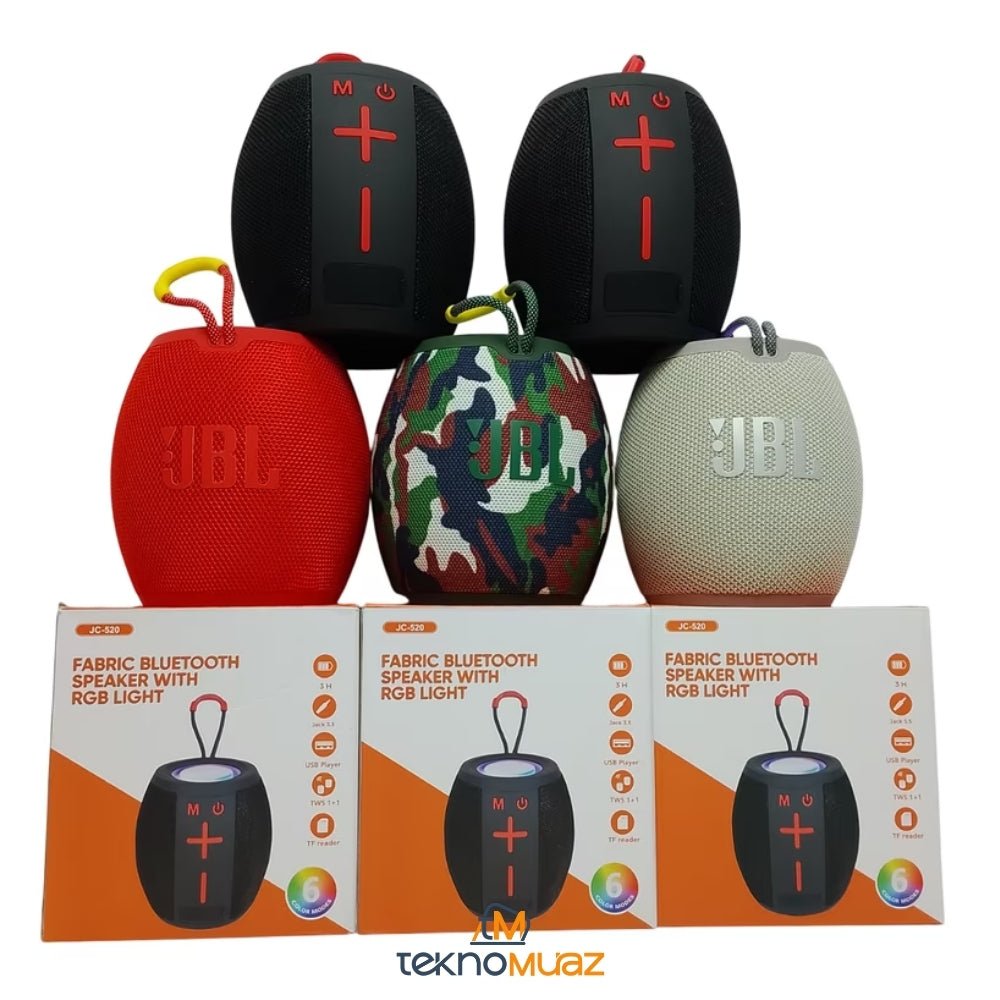 JC - 520 kablosuz BT taşınabilir hoparlör süper bas aktif Hifi müzik Stereo Woofer RGB işık su geçirmez ürünü - Aksesuar kategorisi | Tekno Muaz