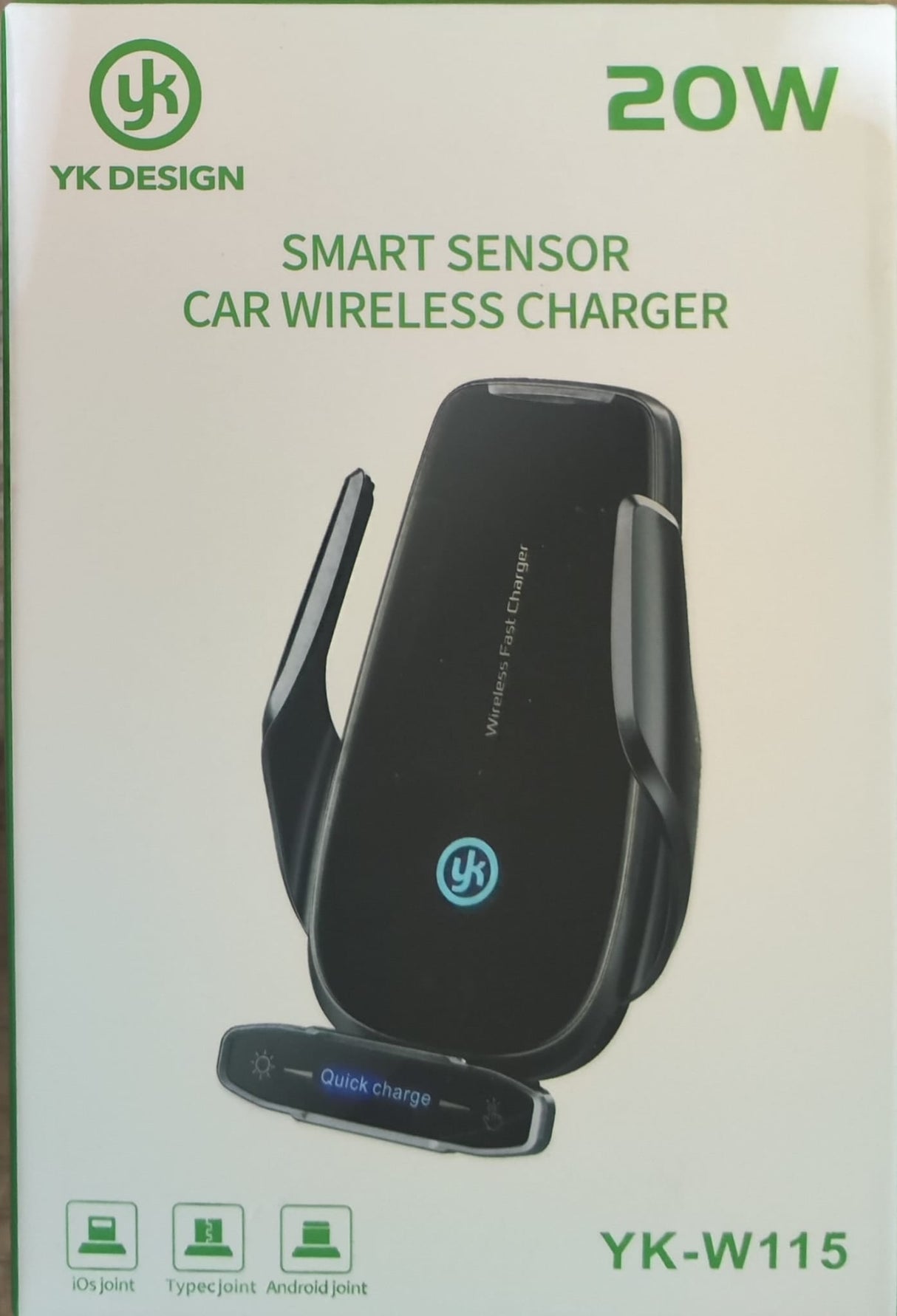 Yk design W115 20W Akıllı Sensörlü Kablosuz Araç Şarj Cihazı | | TeknoMuaz