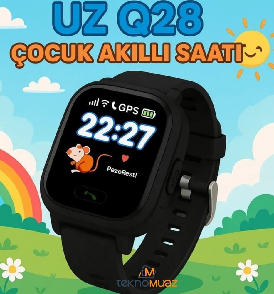 Uz Q28 Konumlu Akıllı Çocuk Takip Saati Sim Kartlı Arama, Kameralı, Gizli Dinleme Özellikli