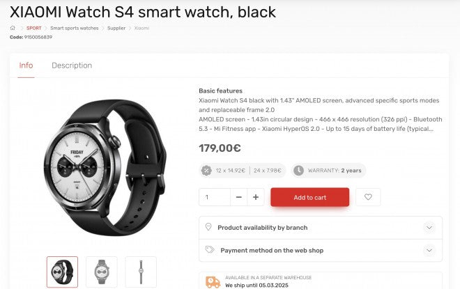 Xiaomi Watch S4, küresel lansman öncesinde bir AB perakendeci listesinde ortaya çıktı.