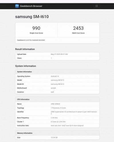 Samsung'un Project Moohan XR kulaklığı, Snapdragon XR2 Gen 2 yongasıyla Geekbench'te göründü.