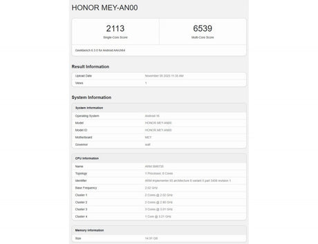 Honor 500, yongada çalıştığını gösteren Geekbench sonuçlarıyla ortaya çıktı, işlemcisi ve bellek miktarı ortaya çıktı