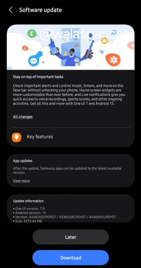 Samsung Galaxy A54, One UI 7 güncellemesini alıyor