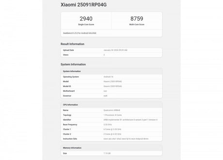 Xiaomi Pad 8 Pro, küresel çıkışı için Geekbench testinden geçiyor