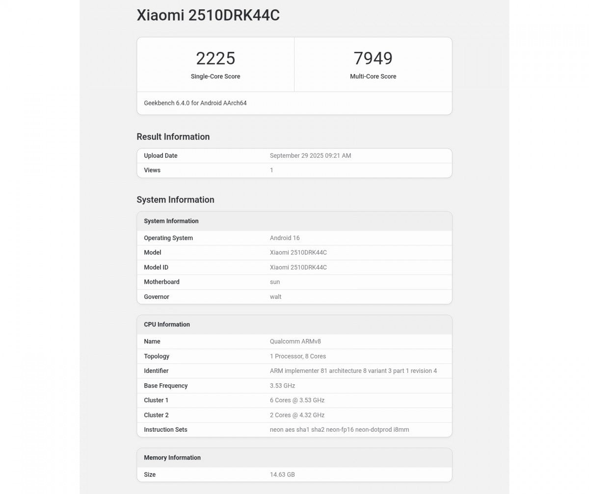 Redmi K90, şaşırtıcı bir yonga setiyle Geekbench testinden geçiyor