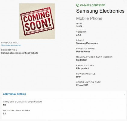 Samsung Galaxy Z Fold7, Qi 2.1 sertifikası alıyor