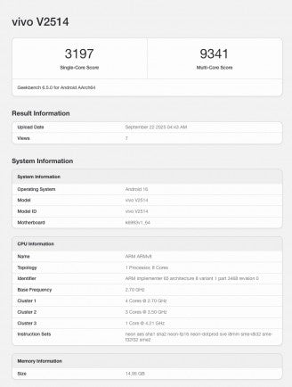 vivo X300 Pro, yepyeni Dimensity 9500 ile Geekbench testini çalıştırıyor