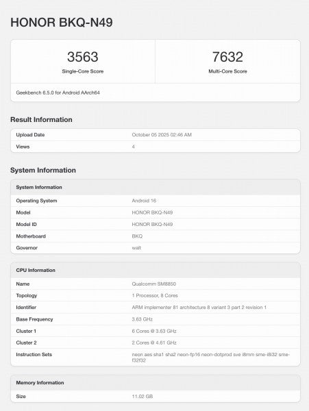 Küresel Honor Magic8 Geekbench'te ortaya çıkıyor