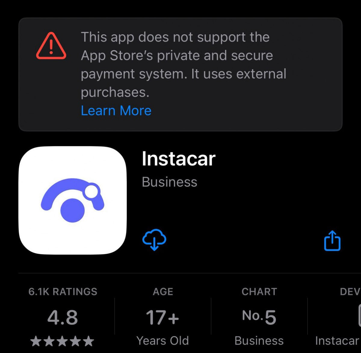 Apple artık AB App Store uygulamalarında alternatif ödeme seçenekleri olan uygulamalarda uyarılar gösteriyor.
