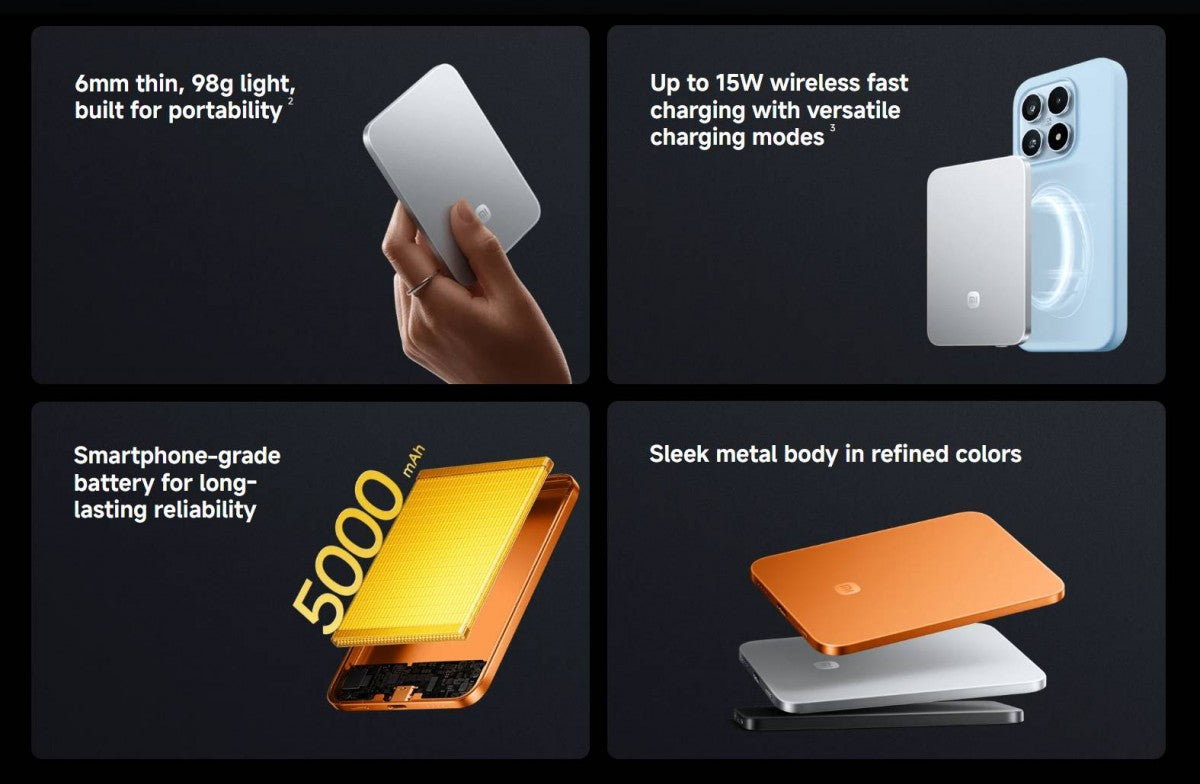 Xiaomi, sadece 6mm kalınlığında ve 98g ağırlığında 5.000mAh Qi2 güç bankasını piyasaya sürüyor