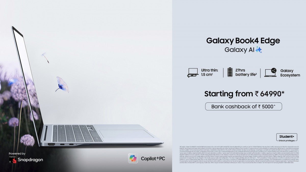 Hindistan'da Snapdragon X ile Samsung Galaxy Book4 Edge piyasaya sürüldü. - Tekno Muaz