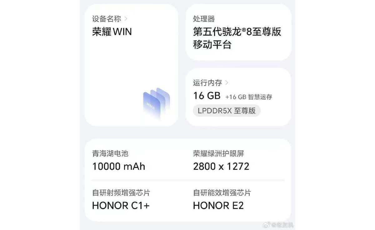 Honor Win'in gelecek haftanın tanıtımı öncesinde bazı özellikleri resmi olarak doğrulandı