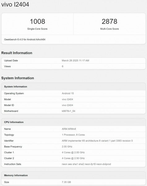iQOO Z10x, önemli özellikleriyle Geekbench'te ortaya çıkıyor - Tekno Muaz