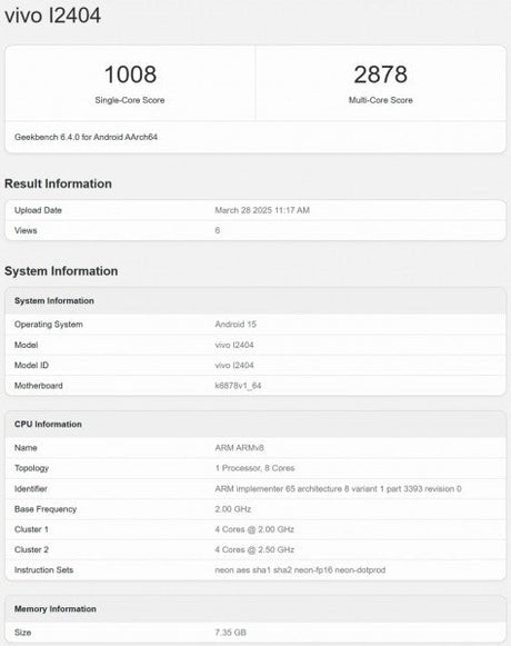 iQOO Z10x, önemli özellikleriyle Geekbench'te ortaya çıkıyor - Tekno Muaz