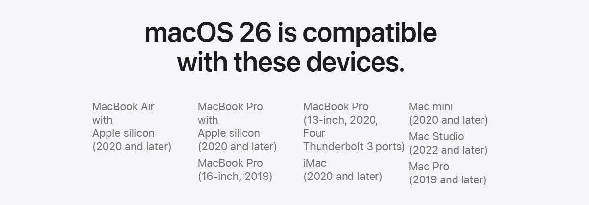 macOS Tahoe 26, Intel tabanlı Mac'ler için son sürüm ve sadece bazıları destekleniyor - Tekno Muaz