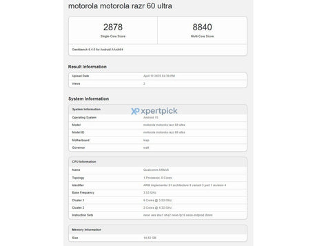 Motorola Razr 60 Ultra, Geekbench'te göründü, amiral gemisi yonga seti onaylandı - Tekno Muaz