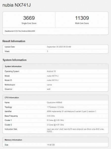 Nubia Z80 Ultra, Snapdragon 8 Elite Gen 5 ile Geekbench'te ortaya çıkıyor. - Tekno Muaz