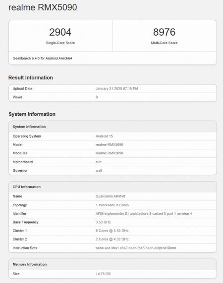 "Realme GT 7 Yakında Geliyor: Geekbench Listesinde Görüldü!"