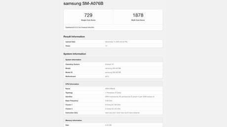 Samsung Galaxy A07 5G özellikleri Geekbench listeleme yoluyla ortaya çıktı - Tekno Muaz
