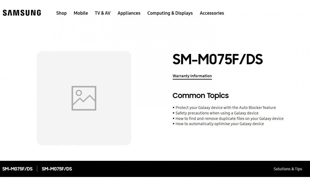 Samsung Galaxy M07 destek sayfası artık Hindistan'da yayında