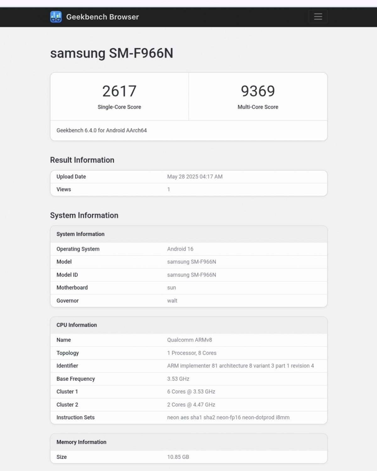 Samsung Galaxy Z Fold7, Snapdragon 8 Elite işlemcisiyle Geekbench'te göründü. 

Translation: Samsung Galaxy Z Fold7, Snapdragon 8 Elite işlemcisiyle Geekbench'te göründü. - Tekno Muaz