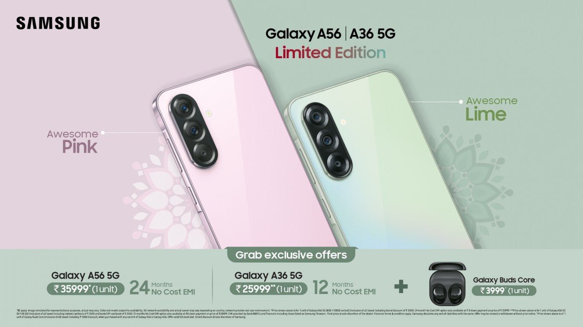Samsung Hindistan, Galaxy A56 ve A36 için yeni renklerini piyasaya sürüyor, her iki telefonda da indirimler sunuyor - Tekno Muaz