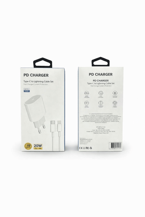 20W PD Hızlı Şarj Adaptörü + Type - C to Lightning Kablo Seti ürünü - Şarj Aleti kategorisi | Tekno Muaz