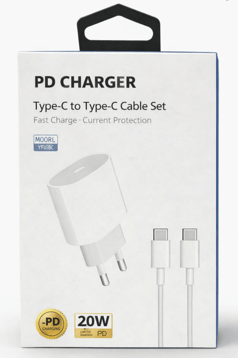 20W USB - C PD Hızlı Şarj Adaptörü + Type - C to Type - C Kablo Seti ürünü - Şarj Aleti kategorisi | Tekno Muaz
