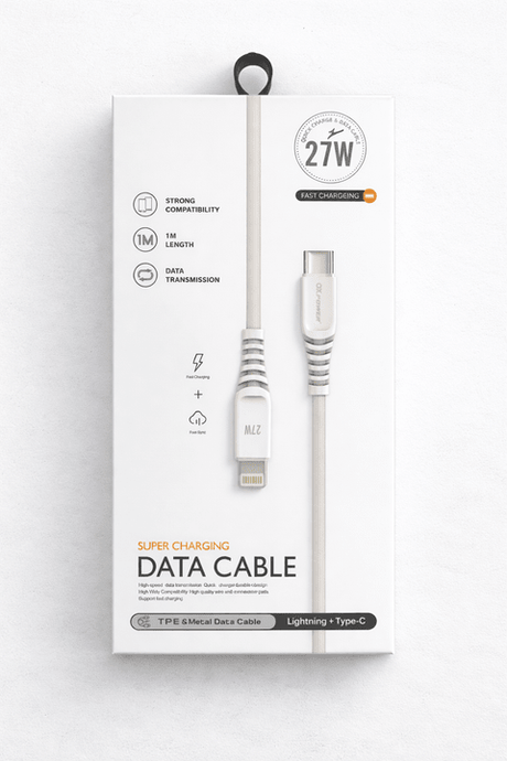 27W Lightning + Type - C Hızlı Şarj Data Kablosu (1 Metre) – Hızlı Şarj ve Veri Aktarımı ürünü - Şarj Aleti kategorisi | Tekno Muaz