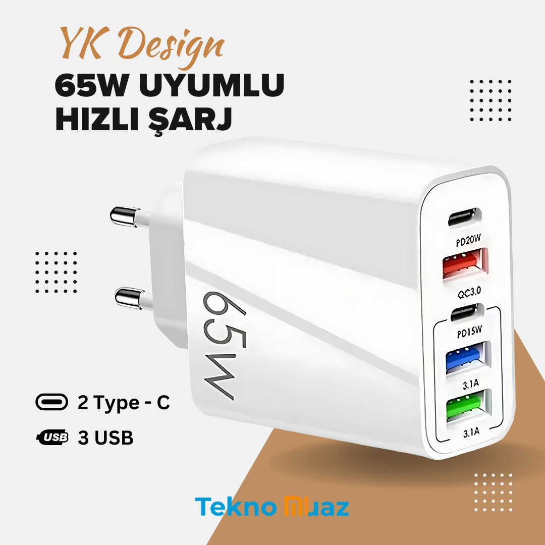 Yk Design 65W Süper Hızlı Şarj Cihazı - USB Type-C