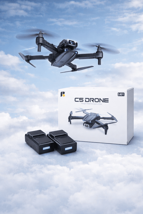 C5 Kameralı Katlanabilir Drone – Çift Batarya | Profesyonel HD Kamera Drone ürünü - Drone kategorisi | Tekno Muaz