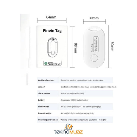 Finein Tag Akıllı Takip Cihazı - ( Anahtarlar, Cüzdanlar, Bavullar, Arabalar ve Evcil Hayvanlar için) İphone İle Uyumlu ürünü - Aksesuar kategorisi | Tekno Muaz
