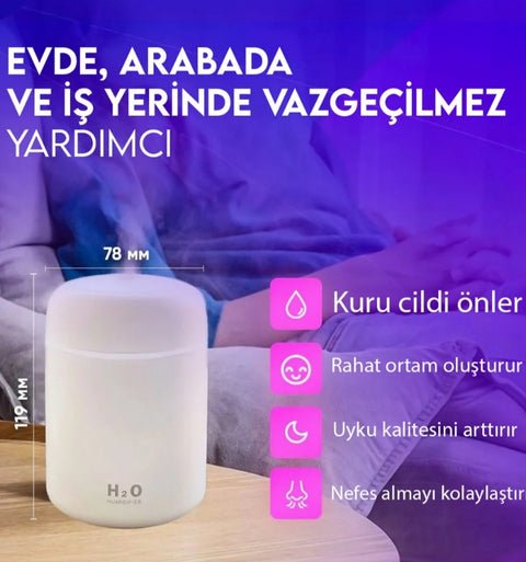 H2O USB Mini Hava Nemlendirici (LED Işıklı) ürünü - Aksesuar kategorisi | Tekno Muaz