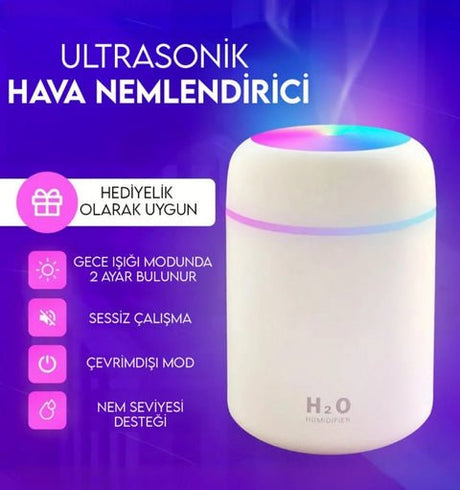 H2O USB Mini Hava Nemlendirici (LED Işıklı) ürünü - Aksesuar kategorisi | Tekno Muaz